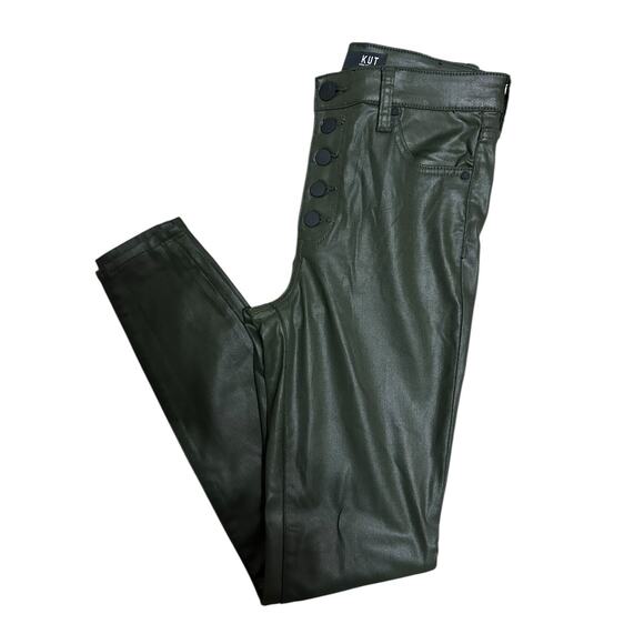 KUT from the Kloth‎ Mia High Waist Coated Skinny Jeans in Olive size 2 - Picture 1 of 6